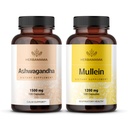 HERBAMAMA Ashwagandha and Mullein Kit - Bundle of 1500 mg Ashwagandha Root & 1200 mg Mullein Leaf Capsules 100 Caps - Vegan, Non-GMO, Sugar & Alcohol-Free - 2 Pack