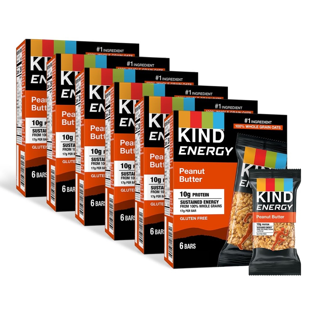 Bars de enerxía KIND, manteiga de cacahuete, Snacks saudables, Gluten Free, 10g Protein, 36 Count