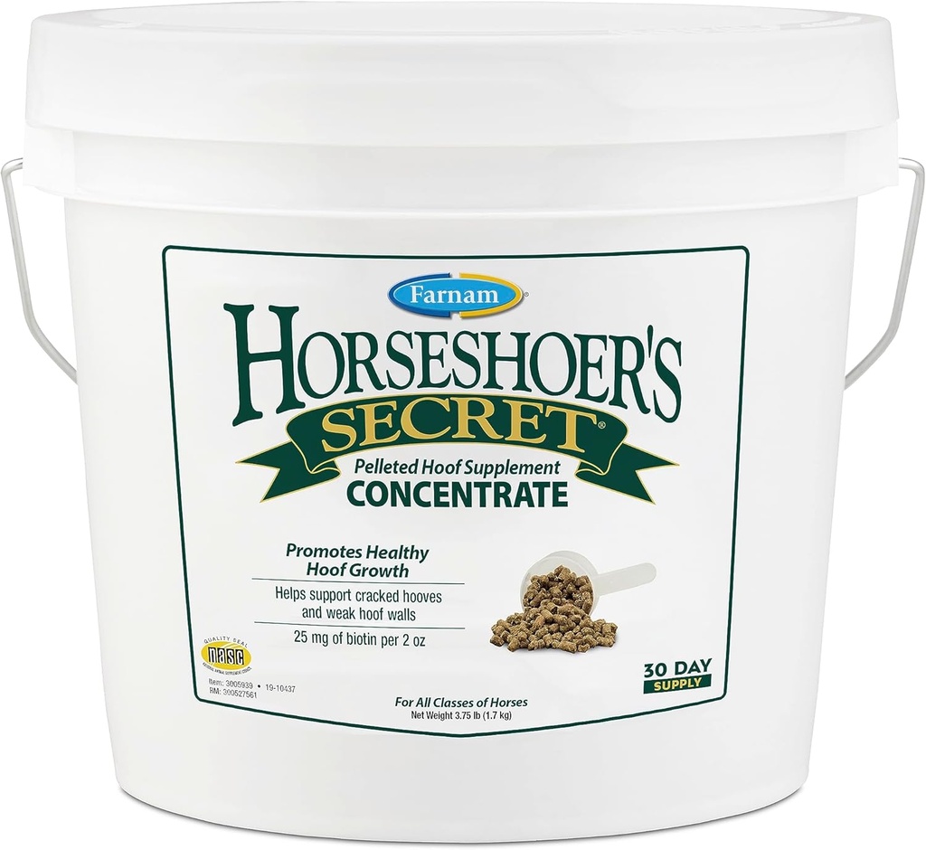 Farnam Horseshoer 's Secret Pelleted Hoof Supplements Koncentrat, Økonomisk formel med 25 mg biotin per 2 oz. servering, 3.75 lb., 30 dages levering