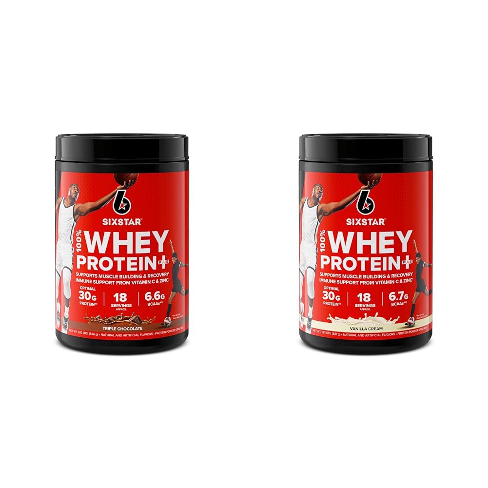 Six Star Elite Series 100% Whey Protein Plus Triple Chocolate 1.8lbs US & Elite Series 100% Whey Protein Plus Vanilla Cream 1.8lbs US