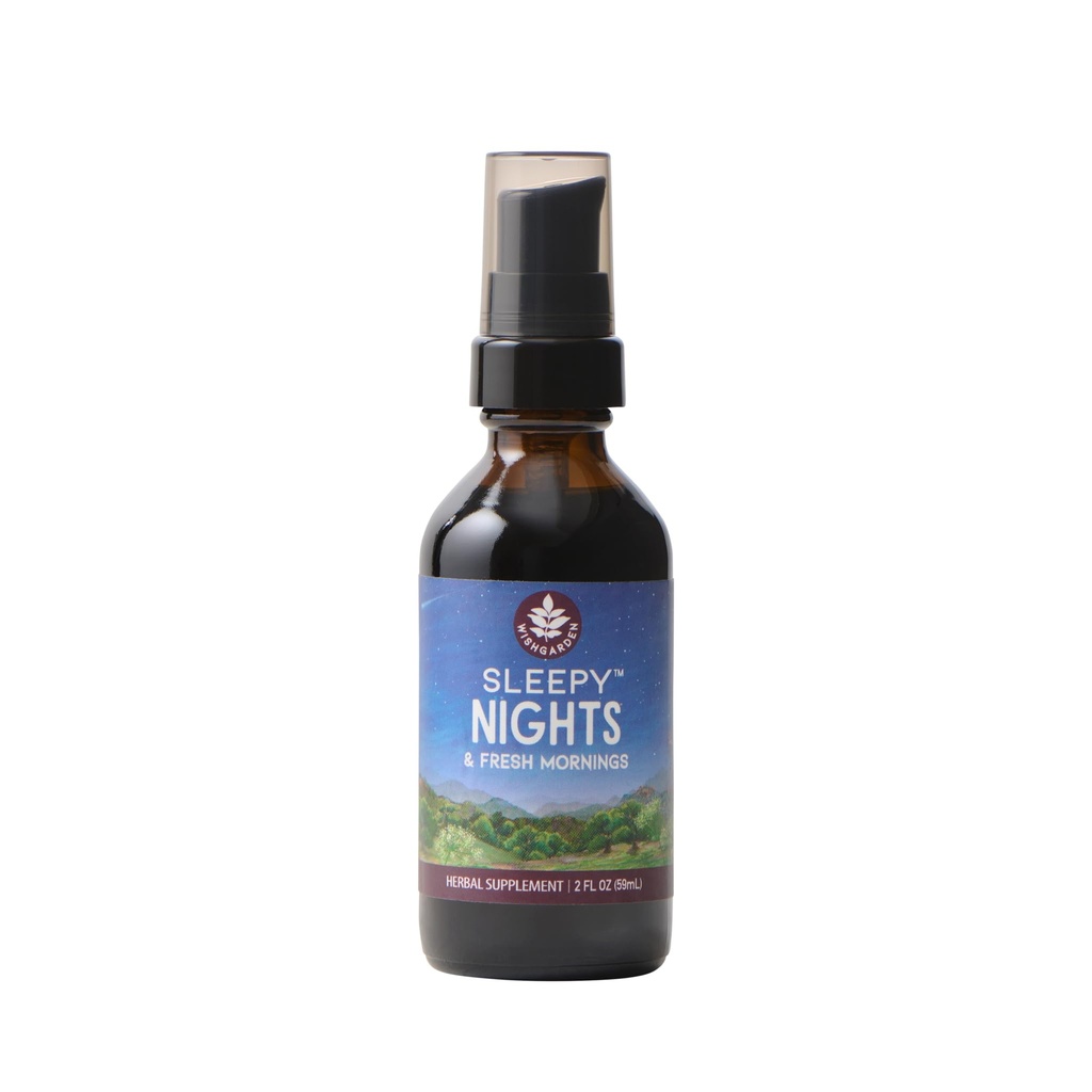 WishGarden Herbs Sleepy Nights Herbal Sleep Supplement - Passionflower, Hops & Scullcap, Natural Sleep Aid Drops - Supports Healthy Sleep Cycle - Melatonin Free - Vegan - 2 oz