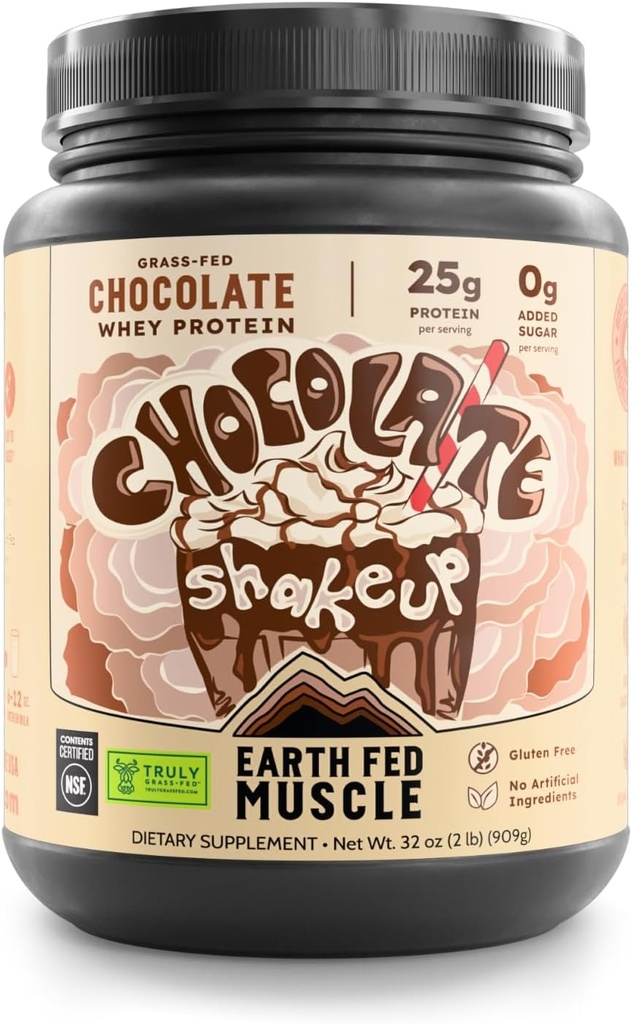Earth Fed Muscle Chocolate Shakeup Truly Grass Fed Why Protein Isolate NSF - Certified. Nincs mesterséges összetevők, szója mentes, glutén mentes, nem-GMO és hormonmentes (2 font, 29 adag, csokoládé)