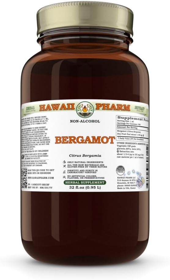 Bergamot (Critrus Bergamia) Drrurgy Peel Glicerte, fet a Hawaii, All Natural, Vegan, Audit Khol-Free- Lidlid - 32 floz