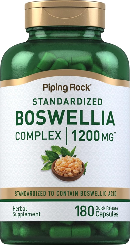 Piping Rock Boswellia Extract Capsules 124; 1200mg 124; 180 Count 124; Herbal Supplement 1124; Standardisasi Kompleks 124; Non-GMO, Gluten Free