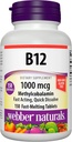 Webber Naturals Vitamin B12 1000 mcg, 150 teller, raske oppløsningstabletter, vitamintilskudd støtte for energimetabolisme, immun- og hjertehelse, vegetarisk formel, 150 dagers forsyning