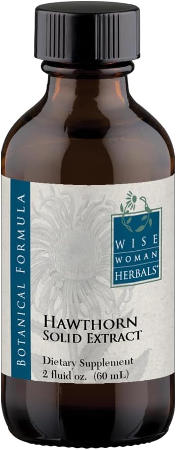 Wise Woman Herbals Hawthorn Berry Solid Extract 4:1, Alkoholfreie Extrastärke, fördert gesunde Zirkulation, Antioxidantien-Schutz, Kräuter Herz-Kreislauf-Unterstützung, 2 Fl Oz