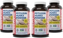 Yerba Prima Psyllium Husks Powder - 12 oz (Pack mit 4) - Natural Fiber Supplement - Colon Cleanse - Gut Health - Vegan, Non-GMO, Gluten-Free (New Label - Packaging May Vary)