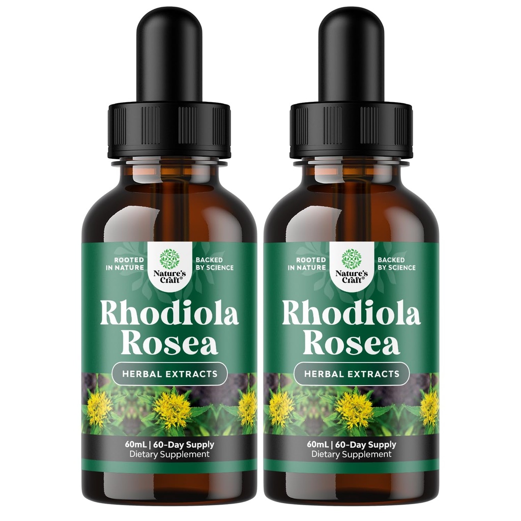 Yüksək Potency Rhodiola Rosea Tincture - Stress Enerji və Mood Support üçün maye Rhodiola Supplement 3% Salidrosides Rosea özü - Vegan Non-GMO və Alkol-Free (120 Xidmət)