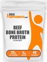 BulkSupplements.com Beef Bone Broth Protein Powder - Bovine Bone Broth Protein, Lactose Free Protein Powder - Dairy Free & Gluten Free, 22g por porción, 1kg (2.2 lbs) (Pack of 1)