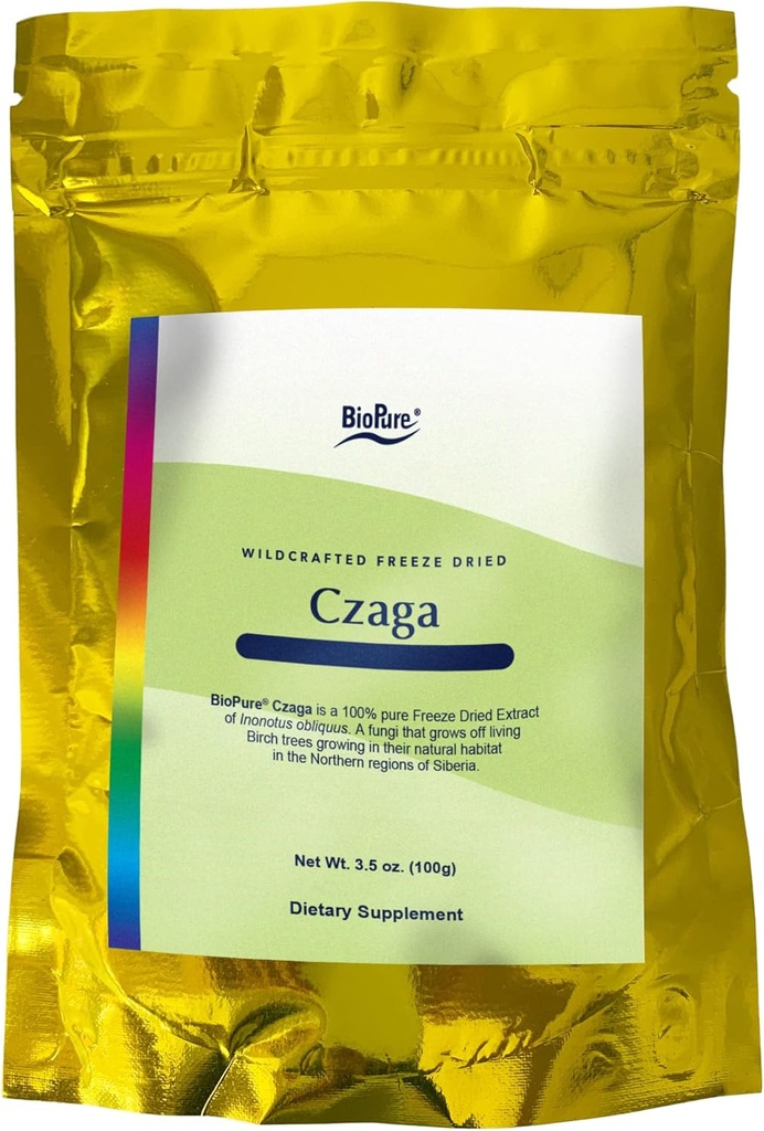 BioPure Czaga Freeze Dried Siberian Extract – Potent Powdered Chaga Mushroom Rich in Beta-Glucans to Support Liver, Immune " Gastrointestinal Function, and assists with Body ' s Stress Response – 100g