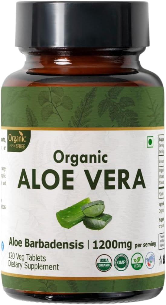Aloe Vera Tablets | Aloe Barbadensis (Aloe Vera) | USDA Organic | Supporta la digestione e la salute della pelle | Integratore alimentare 120tab