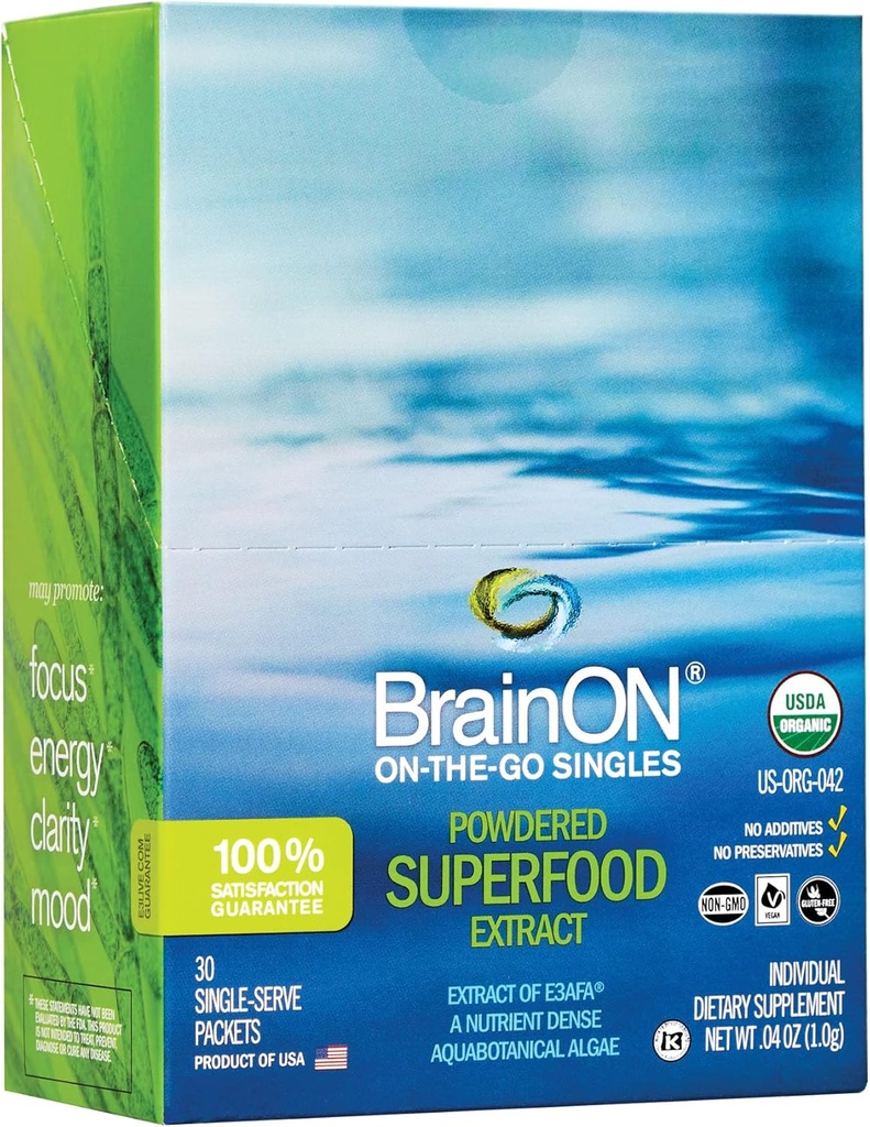 E3Live BrainOn-The-Go-Singles, 30 Count, 1 Grammo