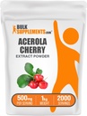 BulkSuppplements.com Acerola Cherry Extract Powder - Natural Vitamin C Addition, Acerola Cherry Powder - Vegen & Gluten Free, 500mg per Serving, 1kg (2,2 lbs) (пакет от 1)