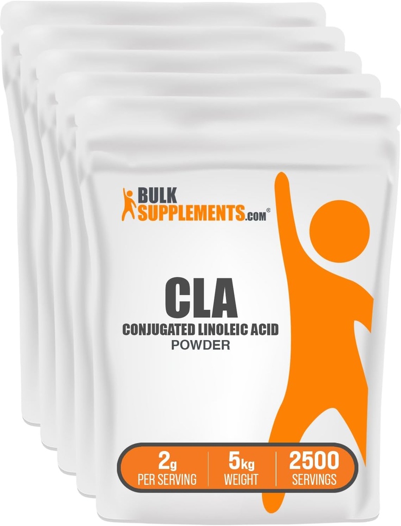 BulkSupplements.com Konjugeeritud linoolhappe pulber - CLA lisand, toidulisand - gluteenivaba, 2 g serveerimise kohta, 1 kg (2, 2 naela) (pakk 5)