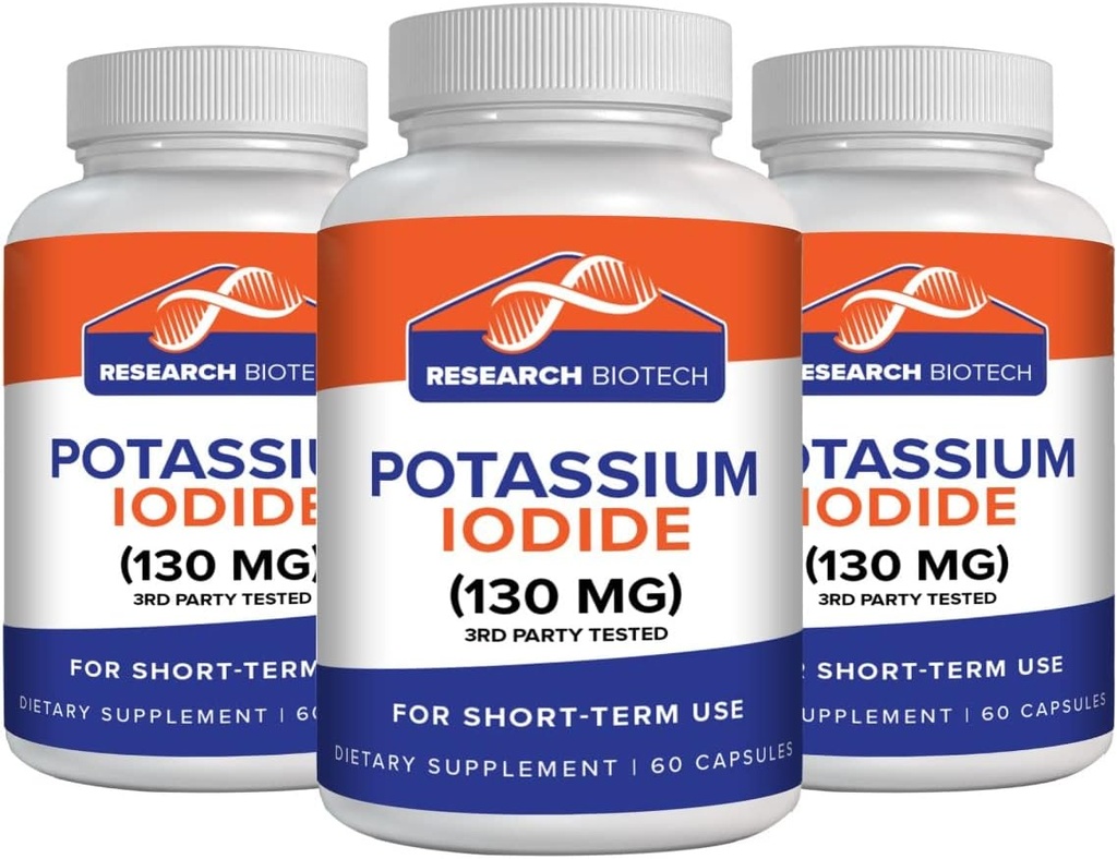 Max- Bio Potasium Iodide 130mg Capsules - 180 Cacah - Tambahan Dieter untuk Dukungan dan Perlindungan Thyroid