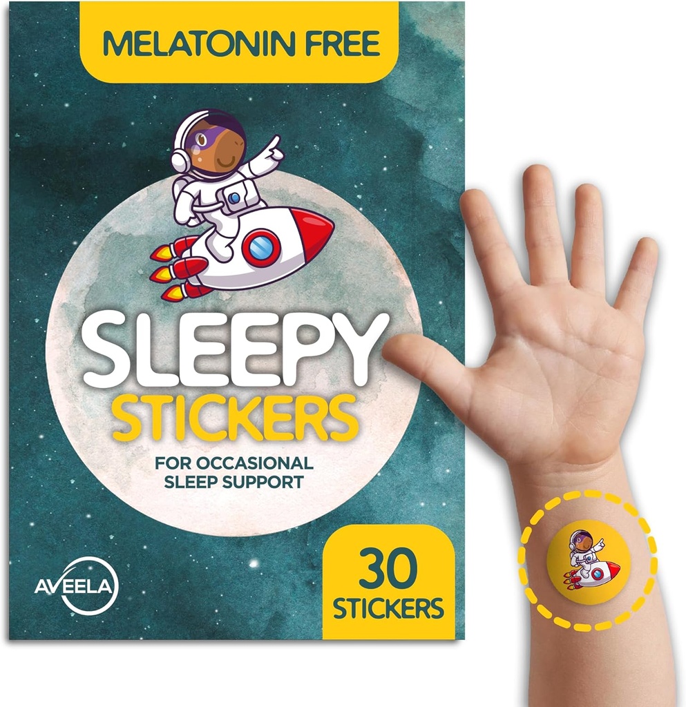 AVEELA Sleepy Stickers Melatonin Gratis per Bambini e Adulti (30 Pack) Dormire Patch per Bambini, Naturale & Sugar Free.