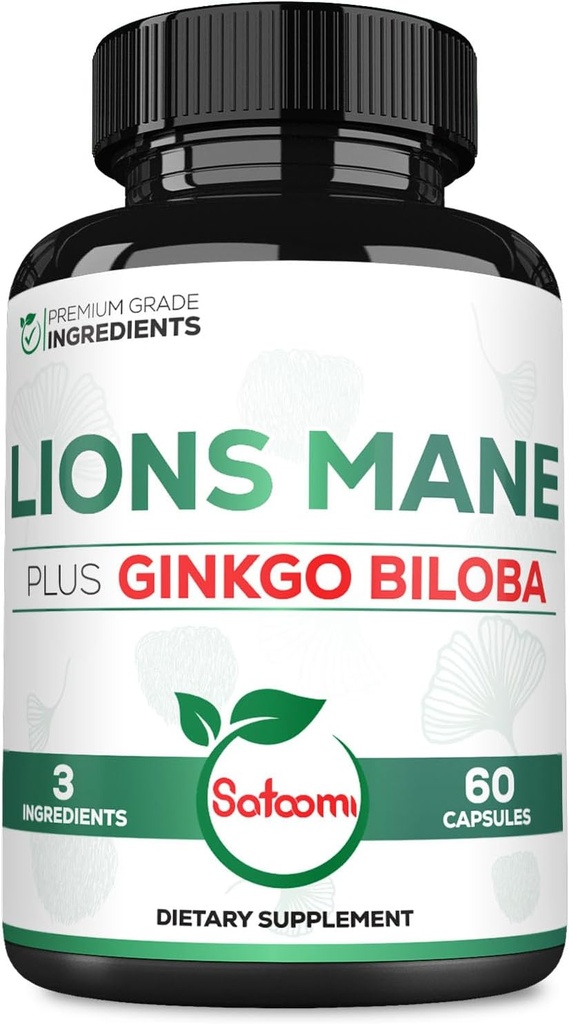 Lví hříva s Ginkgo Biloba dodatek - 60 Kapsle - Extra síla pro restful Mind, Brain Health, imunitní systém & Focus - Gluten- Free, Non- GMO