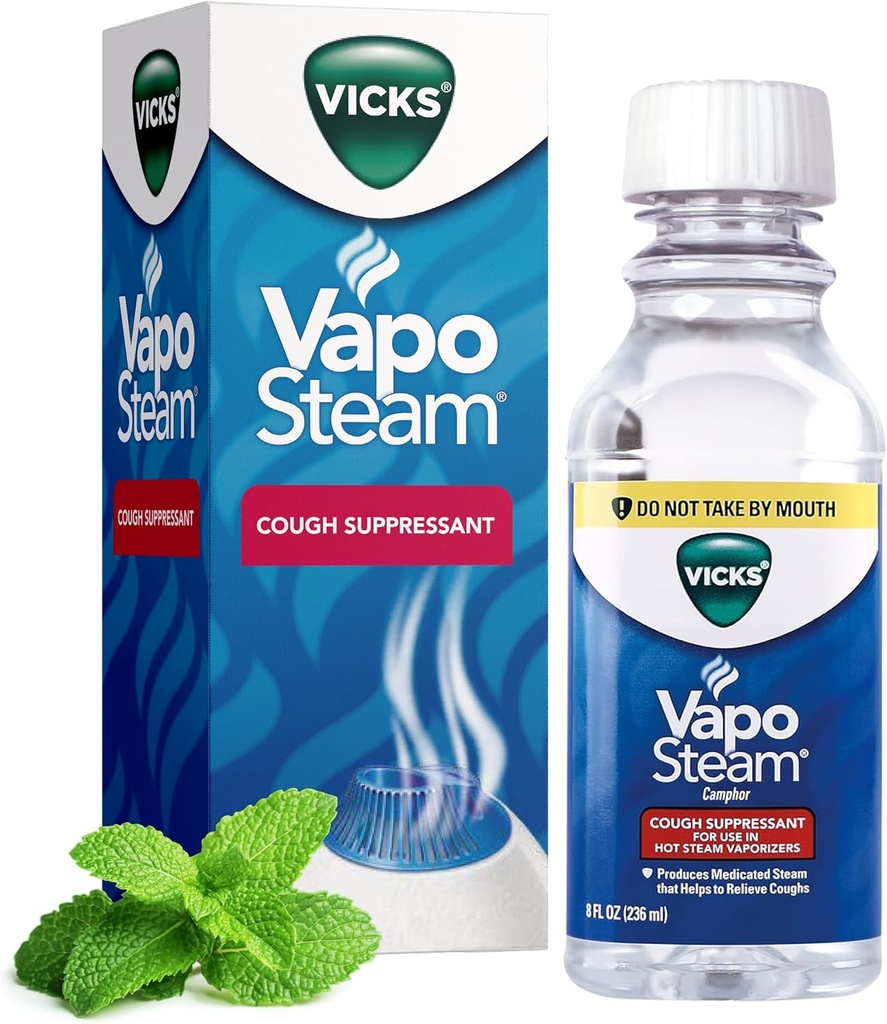Vicks VapoSteam Medikamentert væske med Camphor, en Cough Suppressant, hjelper til å lindre Coughing, til bruk i Vicks Vaporizers og Humidifiers, 8 Oz