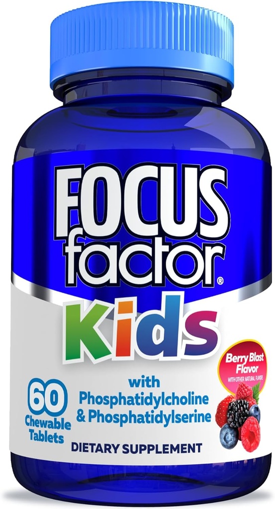 Focus Factor Kids Complete Daily Chewable Vitamins: Multivitamin " Neuro Nutrient (Brain Function) w/Vitamin B12, C, D3-60 count