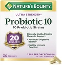Nature's Bounty Probiotic 10 Daily Probiotic תוסף ל- Digestive, Immune, and Upper Respiratory Support, Ultra Strength, 30 קפסולות 1 Pack