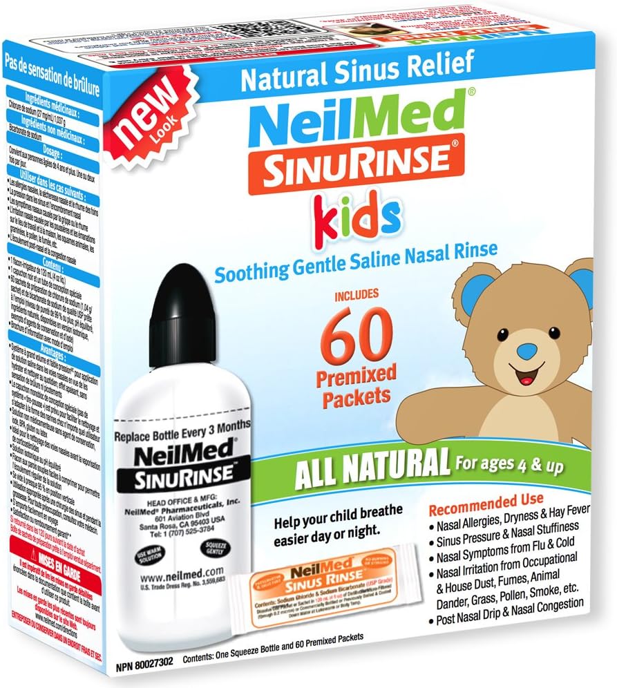 NeilMed Pharmaceuticals - Sinus Rinse Uşaqlar Bütün Natural Kit - 60 Premixed Packets