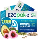 EZC Pak 5-Day Immune System Booster cu Echinacea, Vitamina C, Zinc & Vitamina D - Tained Immune Supplement Supplement pentru Adulți - Suporturi Imunitate, Easy Travel-Size Supliment Pack - (Pachet de 2)