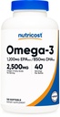 Nutricost Omega 3 Fish Oil - 2500MG, 120 Softgels (40 Serv) - Fish Oil, Wild Caught! 1200mg EPA 850mg DHA - Non-GMO, Gluten Free