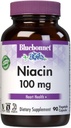 Bluebonnet Niacinas 100 mg Vitaminas B3 Nikotino rūgštis - Širdies sveikatos parama moterims ir vyrams * - Ne GMO, Veganas, Kosheris, nemokamai, be sojų, be riebalų Niacino papildas - 90 daržovių kapsulės
