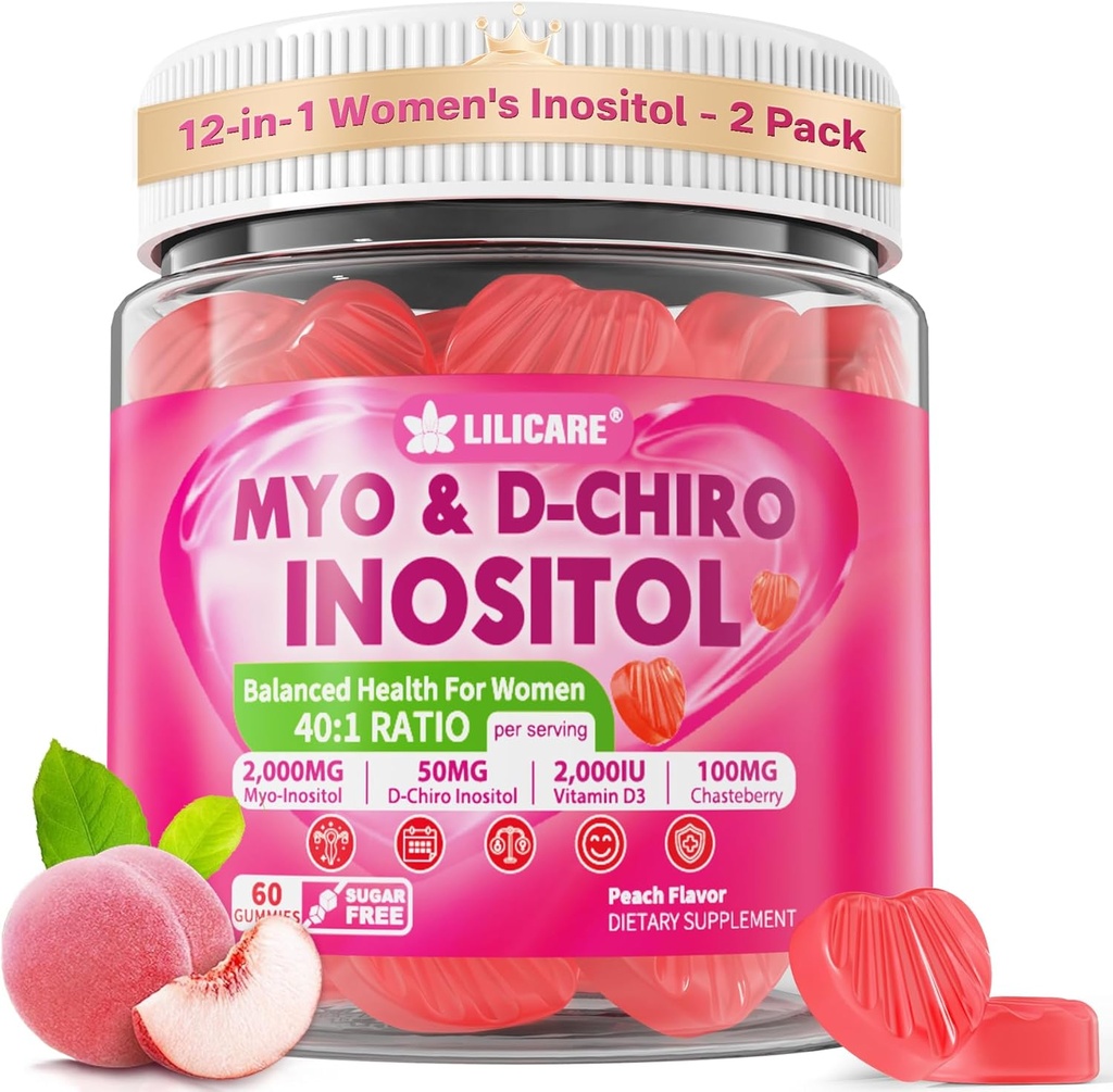 여성 + Chasteberry, Myo-Inositol & D-Chiro Inositol 2000mg + 50mg 이상 40 : 1 비율 메틸화 B12 및 Folate, Choline, 마그네슘, 2의 비타민 D3