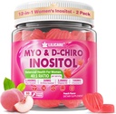 Inozitol Gummies for Women + Chasteberry, Myo- Inositol & D- Chiro Inositol 2000mg + 50mg Ideal 40: 1 Santykis su Metilintu B12 & Folate, Choline, Magnis, Vitaminas D3 bendrai sveikatai, Pakuočių 2