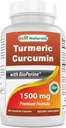 제일 자연적인 심황 Curcumin 1500mg/Serving Bioperine - 180의 Veggie 캡슐
