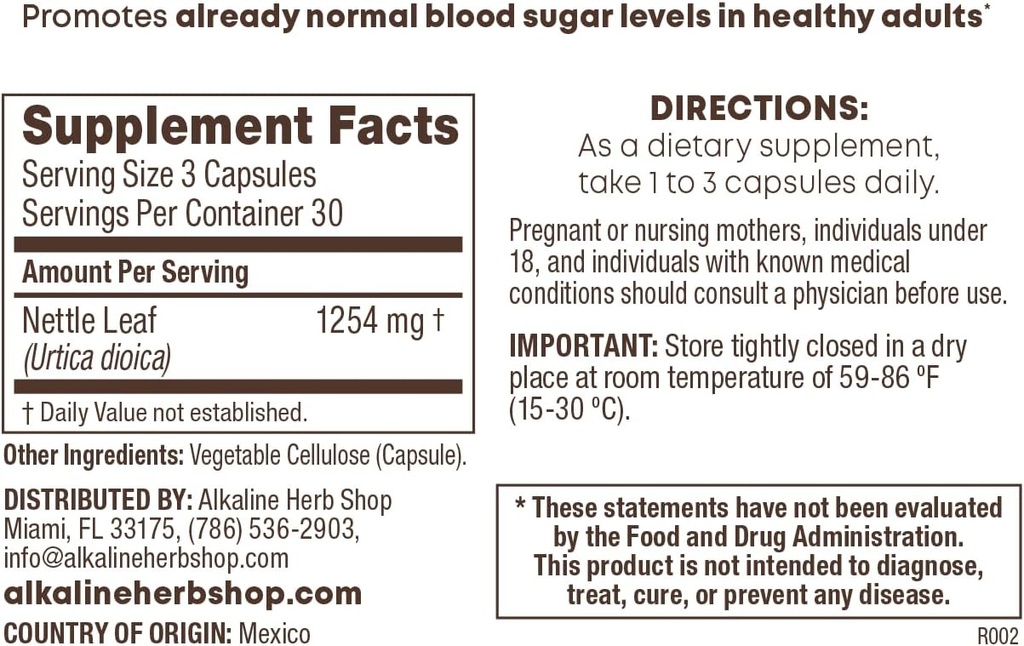 Alkaline Kräuter Store Nettle Leaf Ergänzung 90 Kapseln
