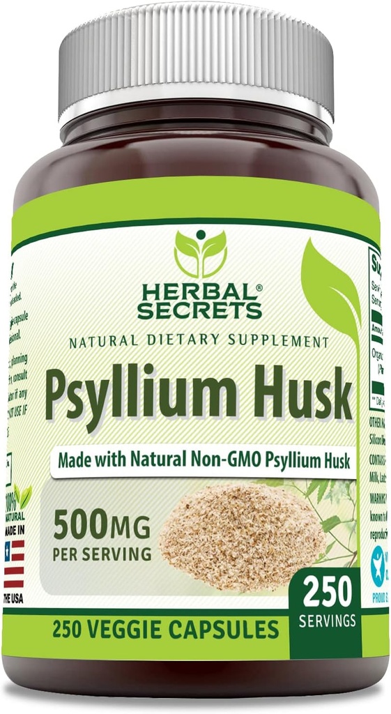 Herbal Secrets Psyllium Husk Supplement 124; 500 Mg) 124; 250 Veggie Capsicum