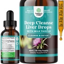 Deep Liver Cleanse, Detox & Repair with Milk Thistle Liquid Drops - Liver Detox Liquid Artichoke Extract with Dandelion Leaf, Ginger & Turmeric Curcumin for Immunity & Daily Cleanse - 2Fl OZ
