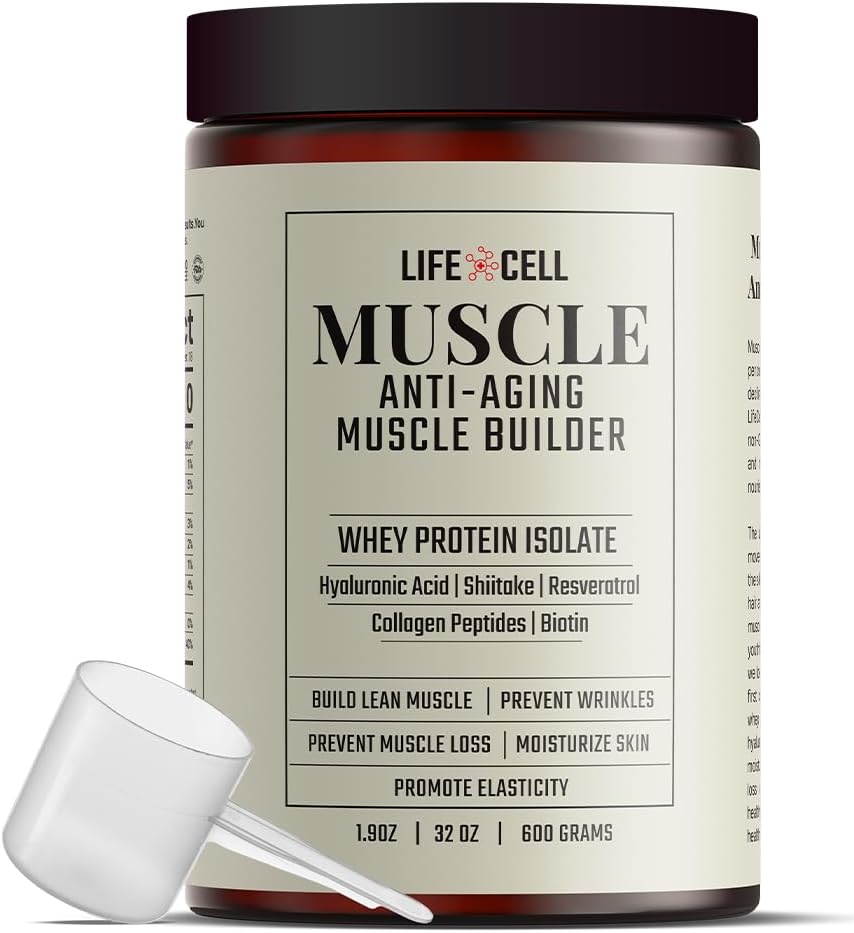 LifeCell Whey Protein - Anti-Aging Muscle Builder med Shiitake Mushroom, Collagen & Hyaluronic Acid - Osmakad, No Sugar Added, Soy-Free, Gluten-Free, 600g (18 portioner)