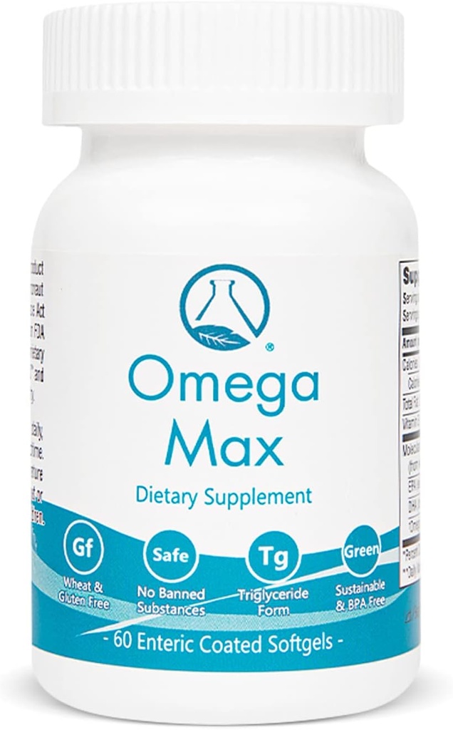 Omega Max - 60 Ct Enteric Coated, No Burp Fish Oil I Omega-3 EPA DHA Supplement I Heart, Vision, Brain & Immune Support, 2000mg/serving