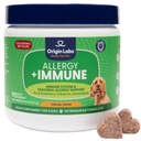 Origin Labs Allergy and Immune Support Supplement, Omega 3 Fish Oil, Bee Pollen, Colostrum, Probiotics, Prebiotics for Gut Health, Skin and Coat Health, Antioxidants, Turkey Flavor, 90 Soft Chews