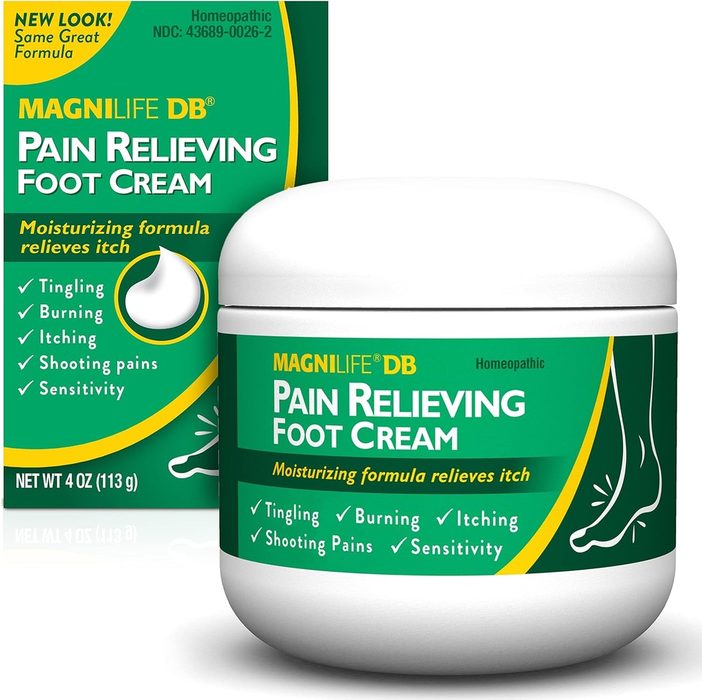 MagniLife DB Foot Cream, Calming Relief for Burning, Tingling, Shooting &amp; Stabbing Foot Sensations - Soothes Dry, Cracked, Itchy, Sensitive Skin (4 oz Jar)