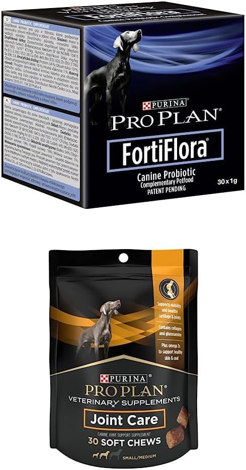 Bundle of Purina Pro Plan Tierische Ergänzungen FortiFlora Dog Probiotic Supplement - 30 ct. Boxen + Purina Pro Plan Tierische Ergänzungen Gelenkpflege für kleine Zucht Hunde Hip und Gelenk 30ct