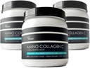 (3-Pack) Amino Colágeno C - Pó de Colágeno (180 Scoops) - Peptídeos de Colágeno Marinho + Ácido Hialurónico. Nada de açúcar. Sem Odor. Não OGM. EUA. para Cabelo, Pele, unhas, articulações, & Gut Saúde.
