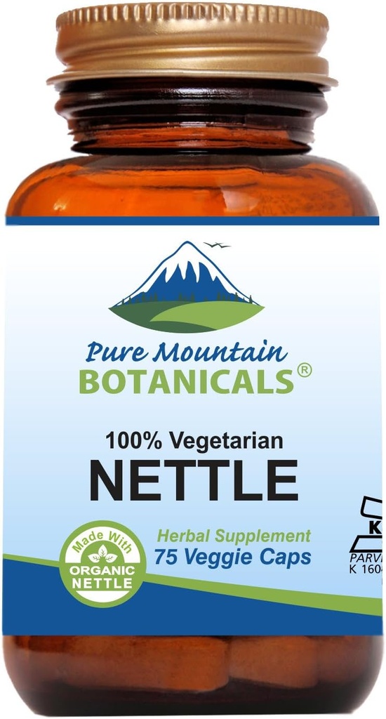 Pure Mountain Botanicals Stinging Nettle Leaf Kapsułki - Kosher Vegan Nettle Kapsułki z 500mg Organic Stinging Nettles Leaf