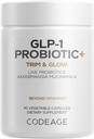 Codeage GLP-1 Probiotic+ - Live Probiotics Akkermansia, Clostridium, Bifidobacterium, Chicory Inulin Probiotic, Prebiotics & Postbiotics - 500 מיליון AFU, 3 מונטה - 90 קפסולות