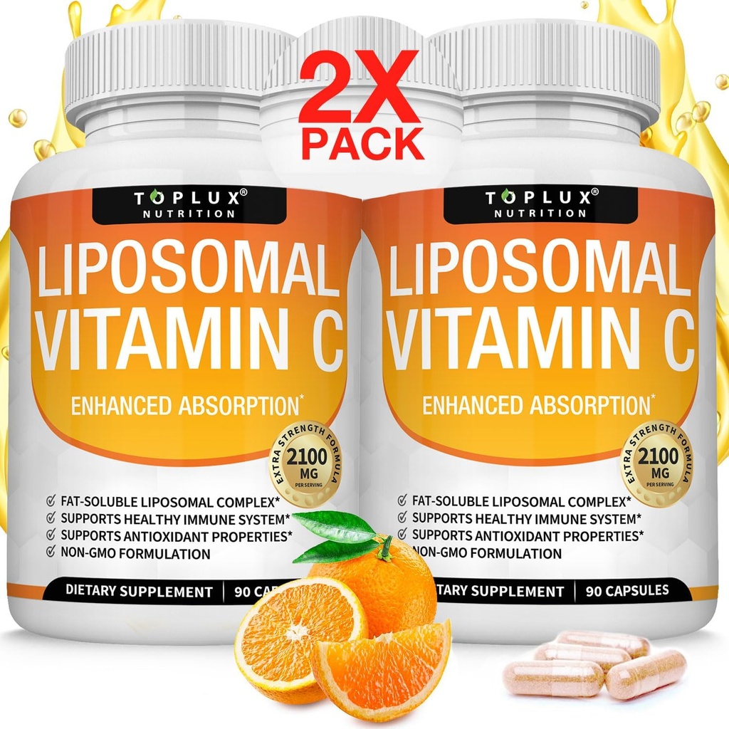 Liposomomal วิตามิน C 2100mg High Absorppive Fat Soluble VIT C - Imumun รองรับ Collagen Boomater Immunity & Antooxidant, MCT Plice & Sunflower Lecitin, Acsorbic Aident, Non-GMO