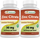 Best Naturals Zinc 30mg Supplements (as Zinc Citrate) - zinc Vitamins for Adults Immune Support - 120 Tablets (120 Count (Pack of 2))