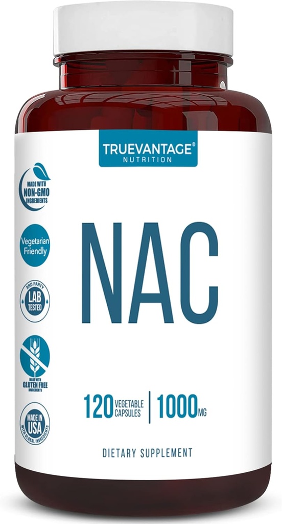 NAC Təhsil (N-Acetyl Cysteine) - 1000 mq-Antioksik əlavə - Liver Health və Detoxification - Boosts Lung və Immune Health - Bitki Kapsülləri - 120 Count - 60 Xidmət
