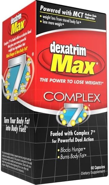 ILIOS Dexatrim Max Appetite Suppressant for Weight Loss – 1 Pack Weight Loss Pills for Women & Men, Fat Burner Supplement to Reduce Hunger, Complex 7 Formula, 60 Capsules Packaging