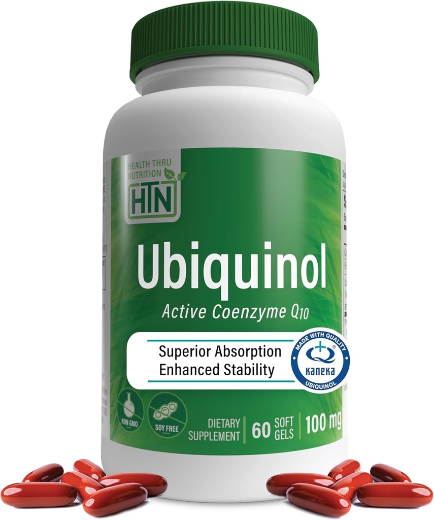 건강 목 영양 Ubiquinol 100mg 60 Softgel as Kaneka QH Reduced CoQ-10 | Stabilized - 3rd Party Tested | 향상된 생체 이용 가능 | 심혈관 및 미토콘드리아 기능 지원 | Non-GMO