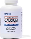 Major Oyster Shell Calcium mit Vitamin D3 500 mg / 5 mcg (200 IU) - Tägliche Calciumergänzung - 300 Tabletten (1 Packung)