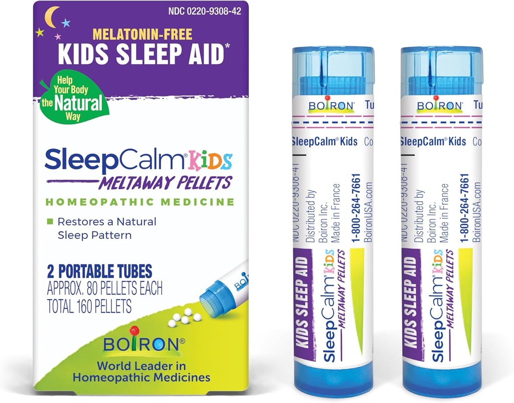 Boiron SleepCalm Kids Sleep Aid for Deep, Relaxing, Restful Nighttime Sleep - Melatonin-Free and Non Habit-Forming - 2 Count (160 Pellets)