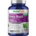 Organic Holy Basil, Non-GMO, Vegan, 350mg, 150 Veg Capsules - 150 Servings | Ocimum Sanctum Leaf 20:1 Extract, Tulsi, USDA Organic, Herbal Formula, Suitable for Adults, Manufactured in cGMP Facility USA